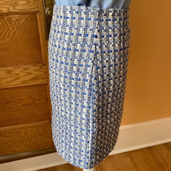 KAFFE Regatta/White Boucle Tweed Pencil Skirt Size 36 - Picture 5 of 15
